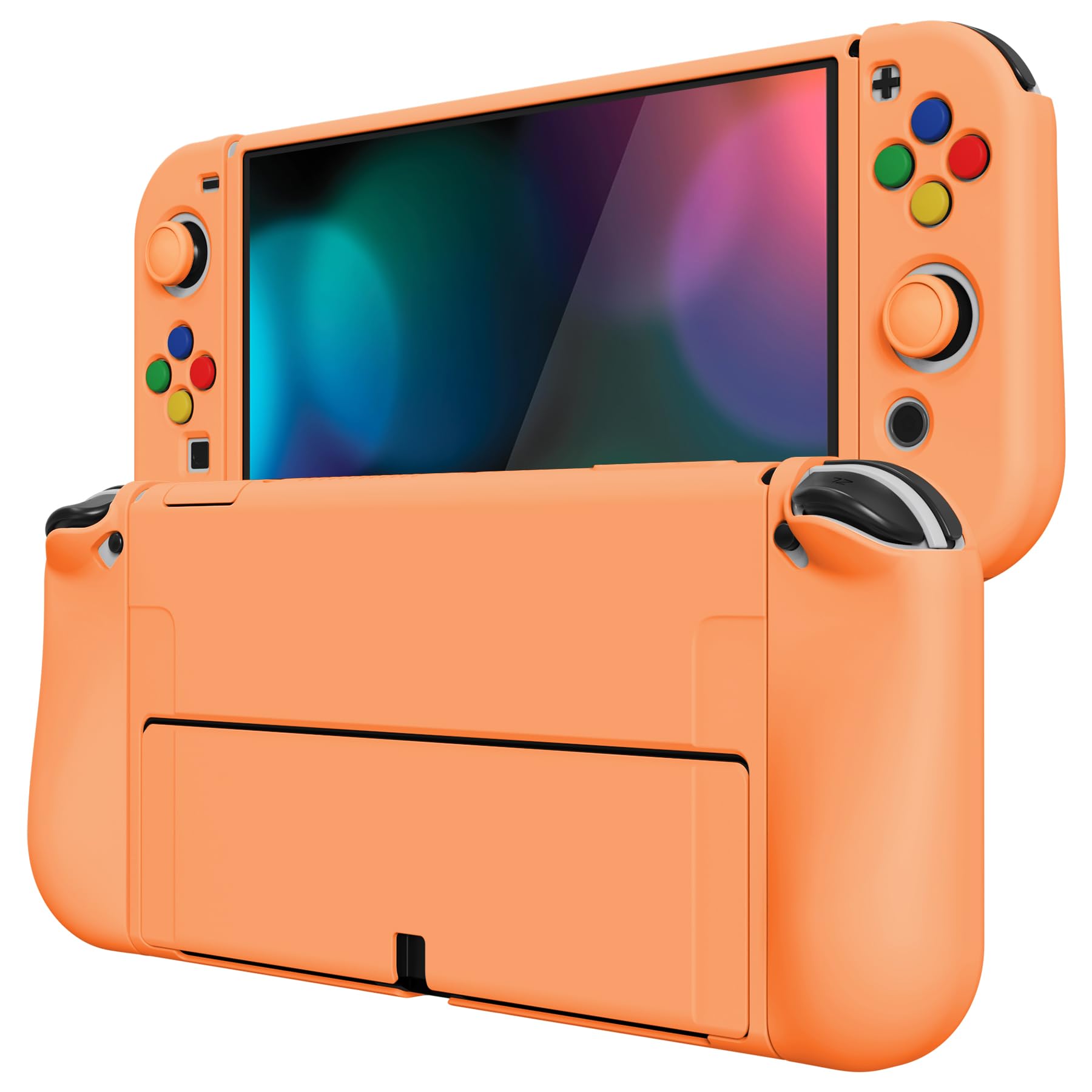 playvital ZealProtect Soft Protective Case for Nintendo Switch OLED, Flexible Protector Joycon Grip Cover for Switch OLED with Thumb Grip Caps & ABXY Direction Button Caps - Bright Pink — view 17