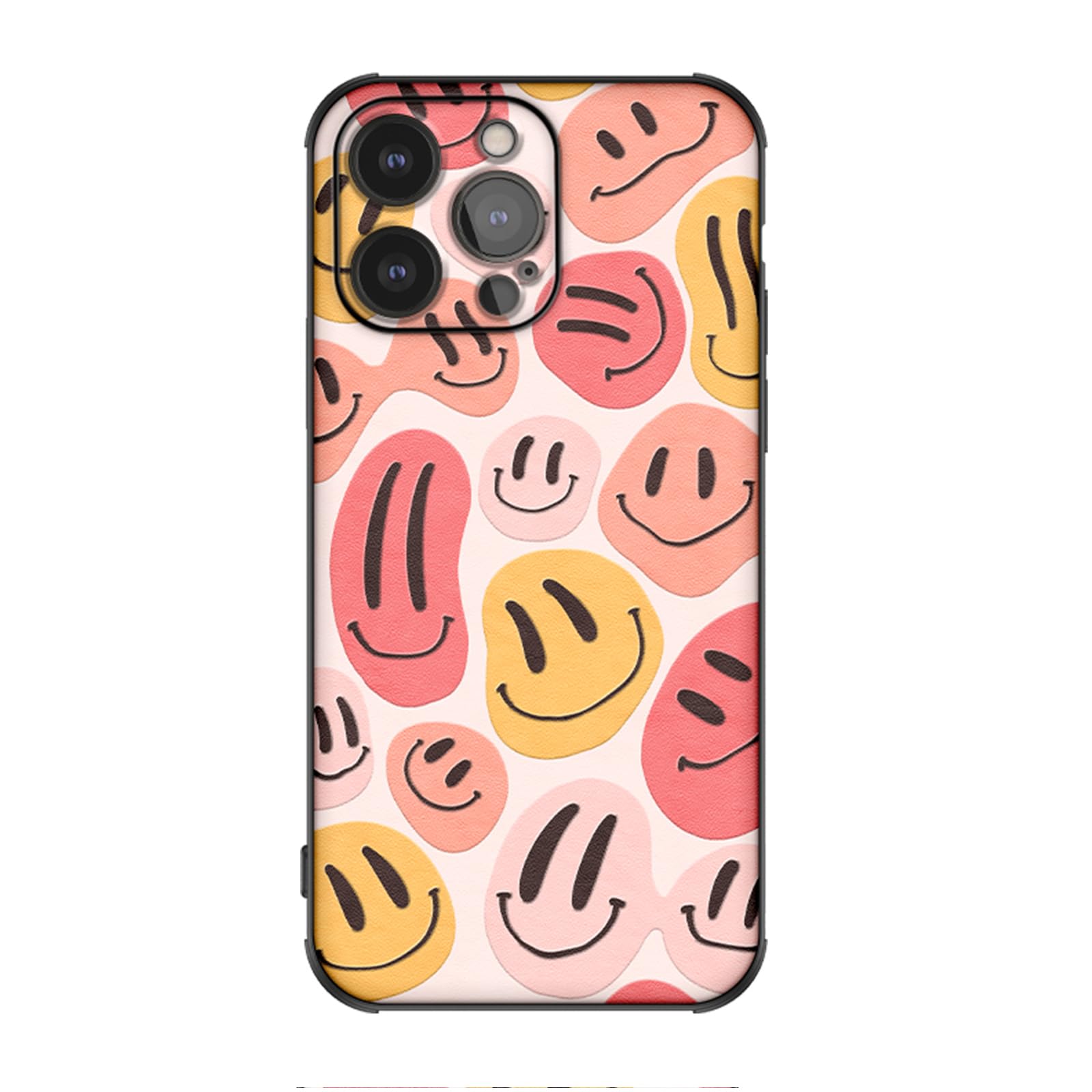 HENGRUI Smiley Face iPhone 14 Pro Max Case Funny Face Print Cover, Soft TPU Hard Back, Full-Body Protective and Anti-Scratch Cases for iPhone 14 Pro Max Only