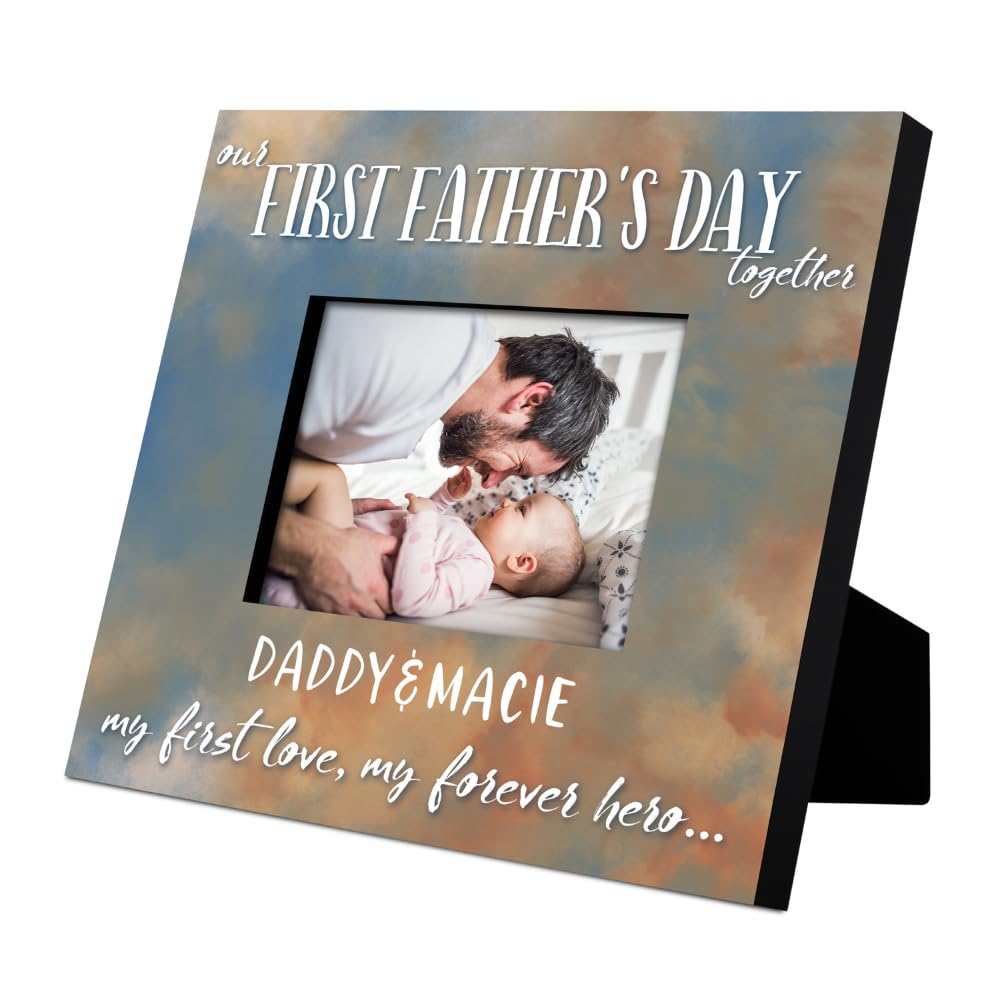Personalized 4x6 First Fathers Day Picture Frame, 1st Fathers Day Frame - Gifts for First Father's Day From Baby Girl, Baby Boy, First Time Dad