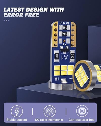 Miniatura 4 de Paquete de 10 bombillas LED 194, bombilla LED T10, blanco 6000K súper brillante 168 bombillas LED, bombilla de repuesto 921 2825 W5W para cúpula