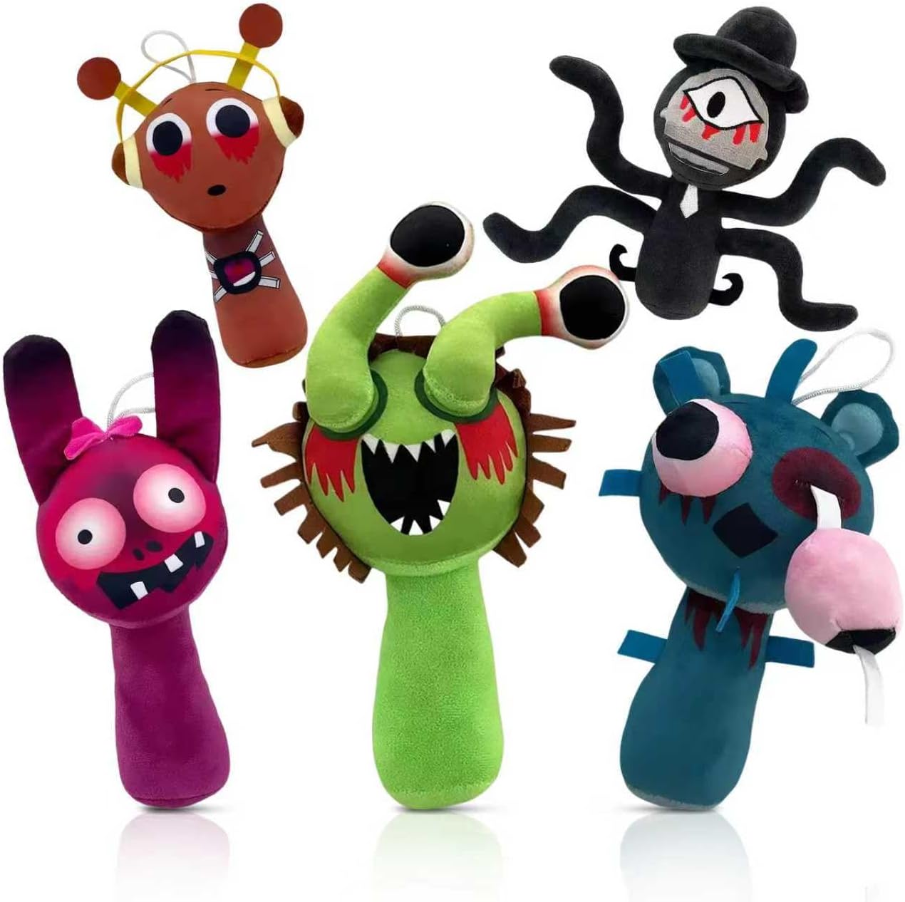 5 Pcs Plush Toys Horror Games Fans Soft Stuffed Doll, 8'' Plushies Gifts for Adult, Stuffed Toys Dolls Gifts for Birthday Goodie Bag Fillers Christmas Party Favors
