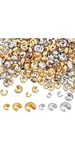 UNICRAFTALE 150 Perline Crimpate Oro 18k – 3 Misure, Aperte, Per Gioielli Fai Da Te - 2