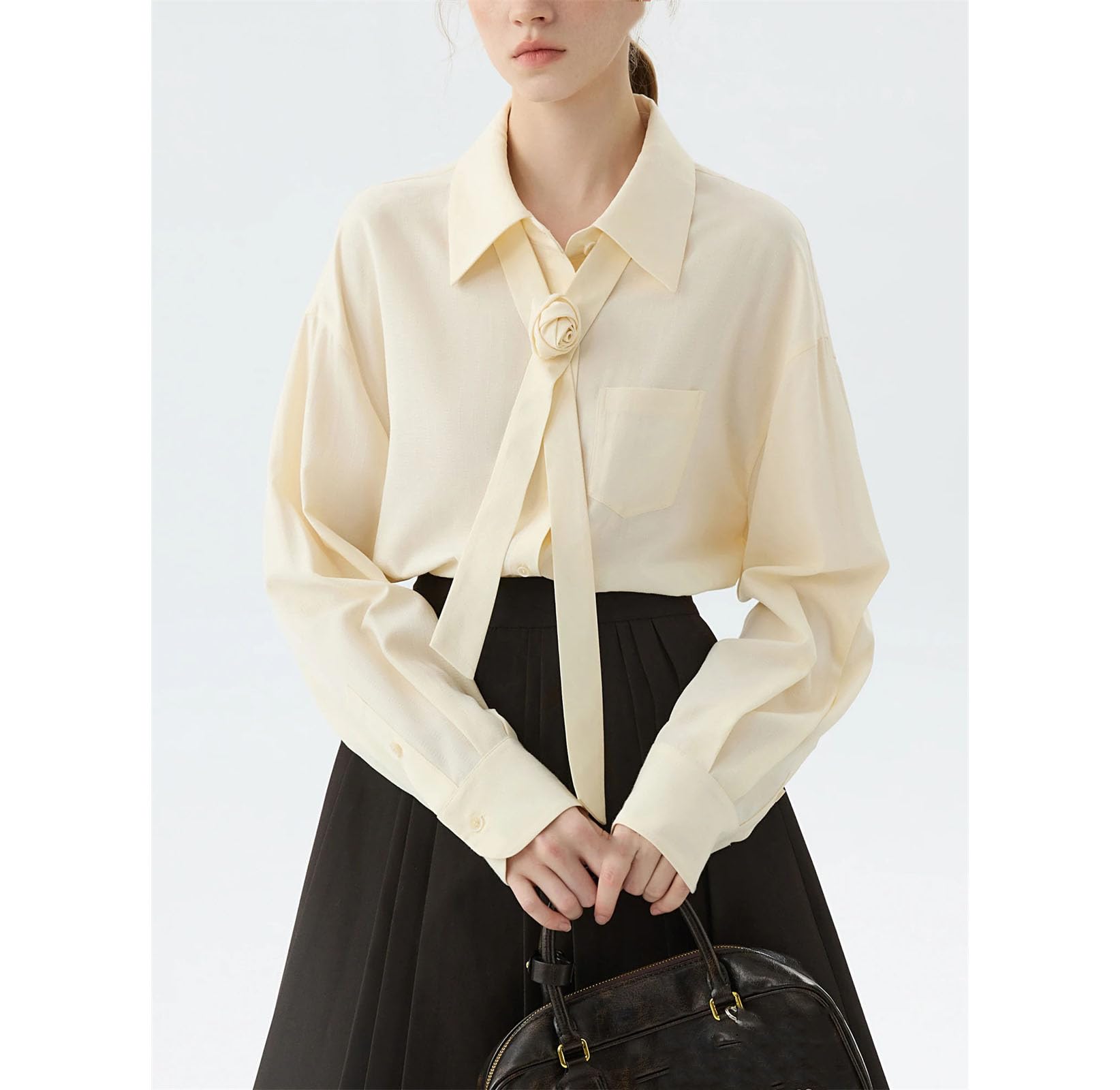 Chemise ample décontractée à rayures foncées rétro pour femme