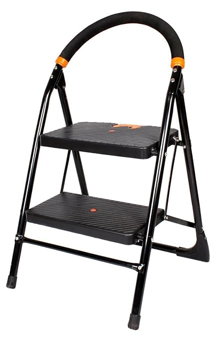 Grazia 2 Step Milano Steel Folding Ladder with Wide Steps