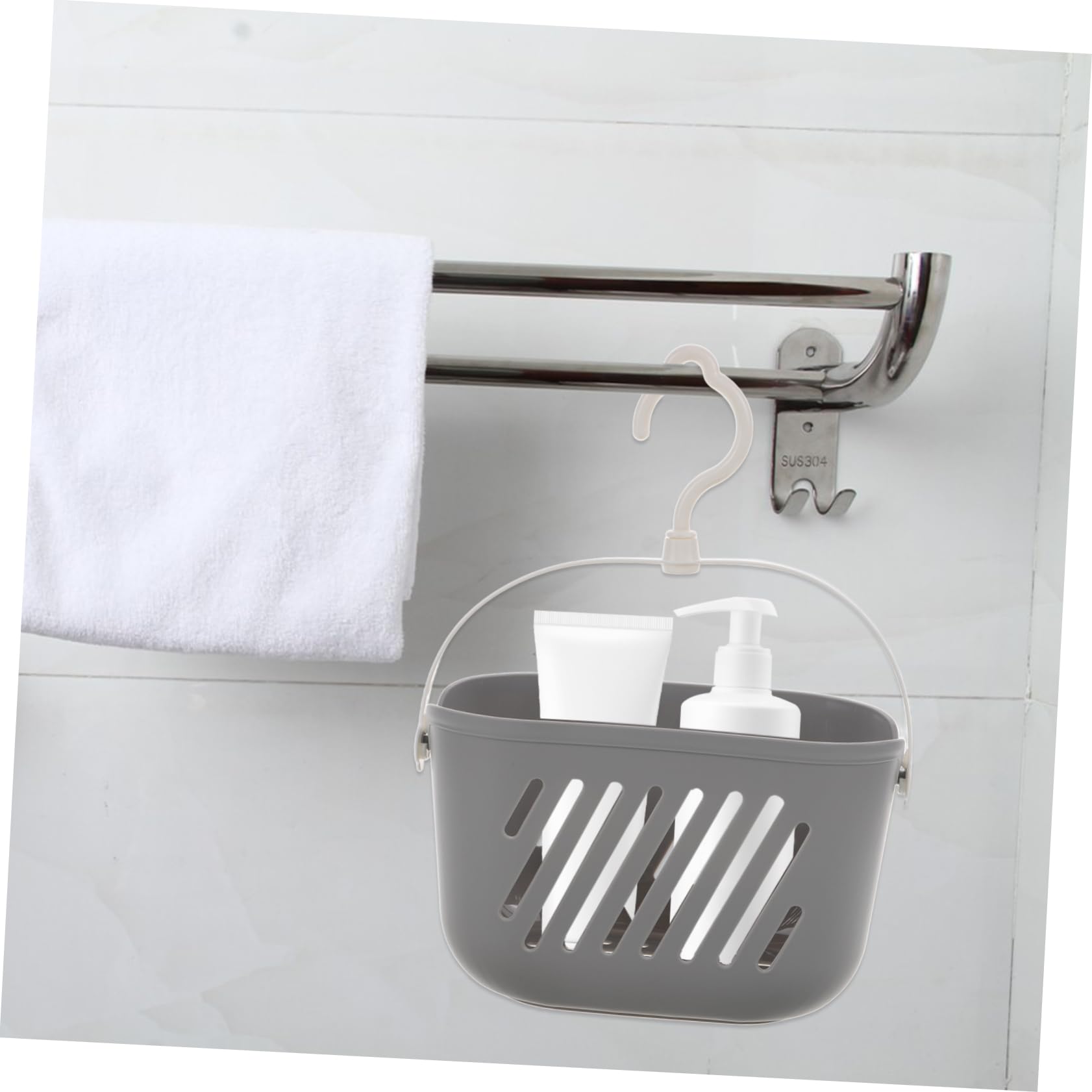 DECHOUS 2 Piezas cesta de mano de baño cesta colador de platos cesta de almacenamiento de baño bolsos champú ducha de plástico para baño ducha portátil de plástico ajo Perchero necesidad