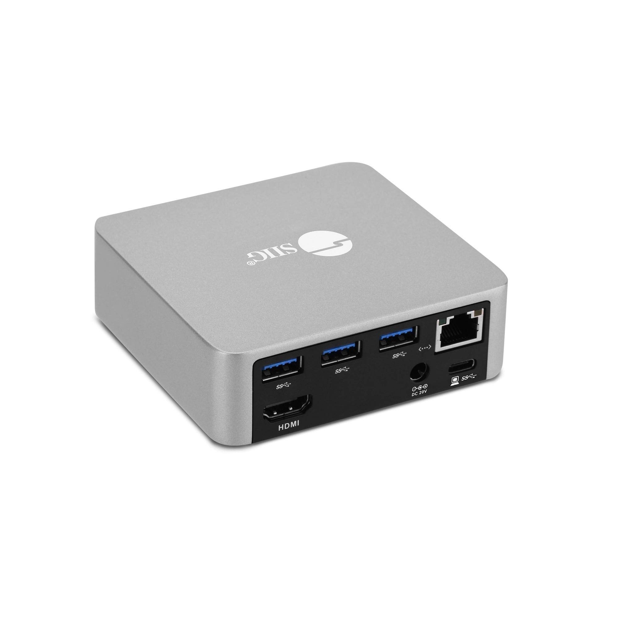 SIIG USB-C Mini Docking Station with HDMI 4K@30Hz, Gigabit Ethernet, 4X USB 3.0 Ports, Power Delivery - 85W Laptop Charging Type-C Dock (Thunderbolt 3