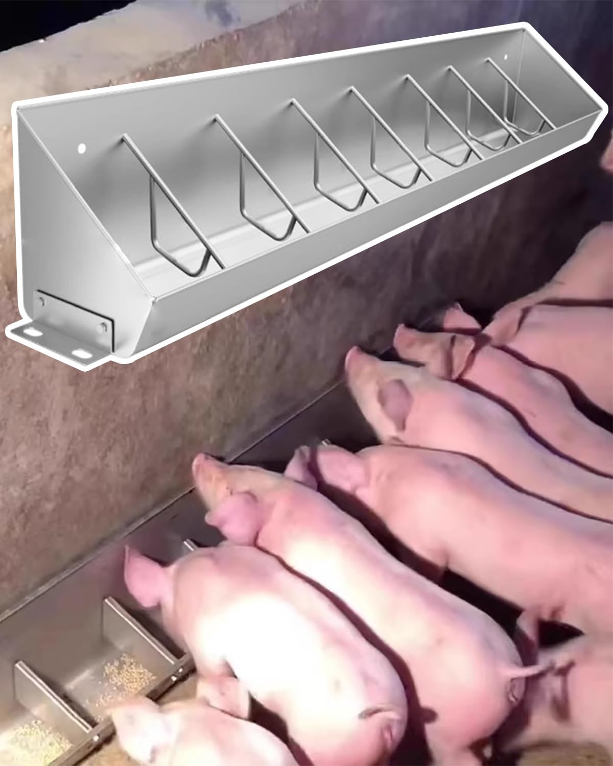 Mangiatoia, mangiatoia in Metallo Resistente per suini - 1,5 m, mangiatoia antigoccia per Animali da Allevamento Come maiali, Cavalli, Pecore e bovini - Resistente per Uso Esterno/Interno PE