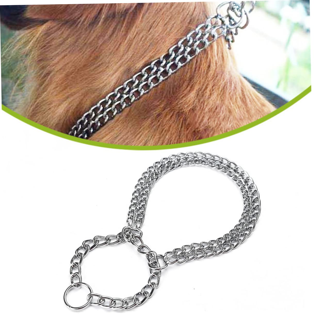 Abaodam Metal Chain Double Row Plated Show Silver for Dogs Durable Pet Necklace
