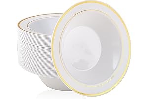 JOLLY PARTY Gold Plastic Bowls: Premium Disposable Elegance for Festivities