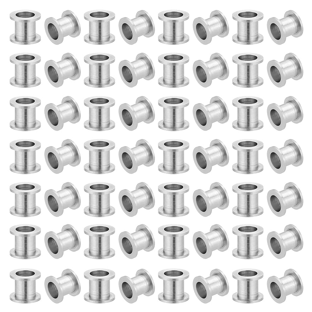 UNICRAFTALE About 100pcs Column Beads Stainless Steel Paracord Bead  Hole Beads Groove Spacer Beads Lanyard Beads for Bracelet Necklace Jewelry