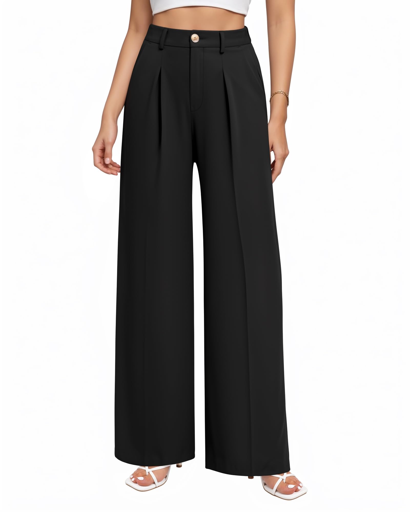 CLOZOZ Wide Leg Pants Womens High Waisted Work Trousers Regular for Office Business Casual