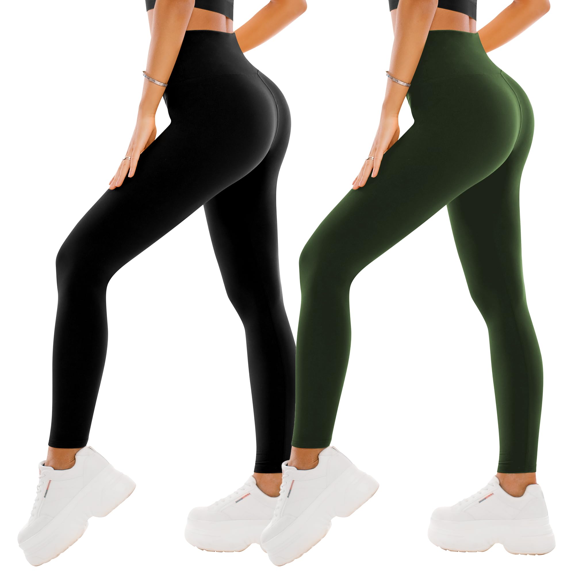 SINOPHANT Leggings Damen High Waist, 2er Pack | Sportleggins, Elastisch, Yogahose, Blickdicht, Fitness Gym Yoga