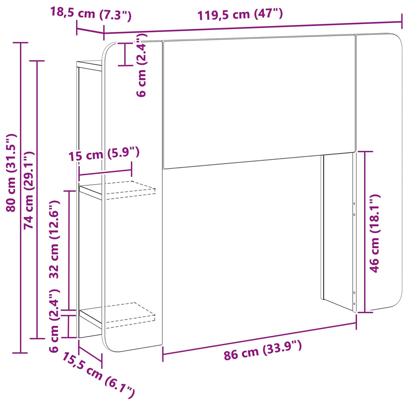Hothingwell Bettkopfteil, Grau, Holz, Ingenierie | Integrierte Aufbewahrung, Wandhalterung, Reinigung mit feuchtem Tuch, vielseitig einsetzbar