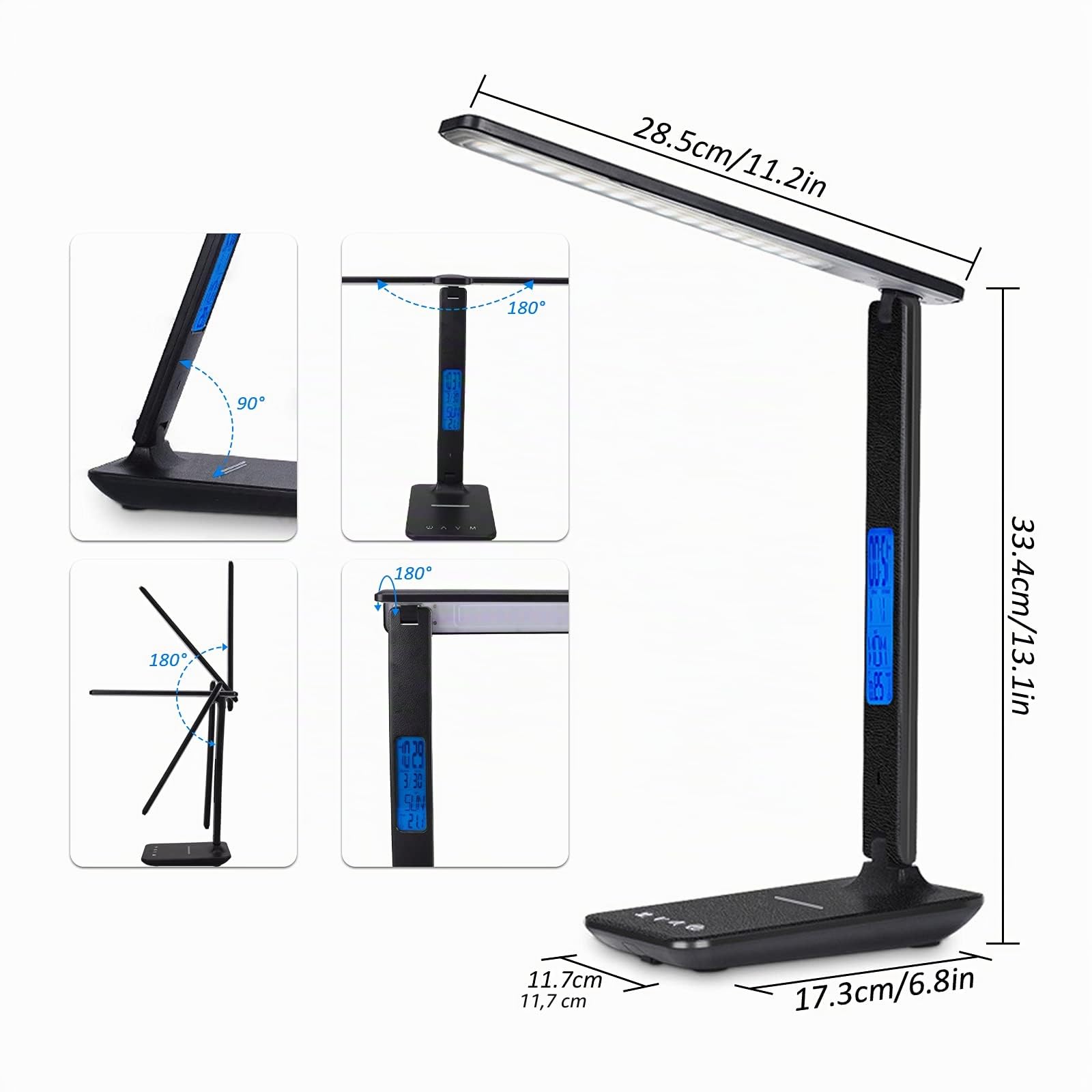 CSYY lampada led da tavolo con caricabatterie wireless da 10 W, ricarica USB, lampada da tavolo touch control con 3 modalità colore, 5 modalità di illuminazione per cameretta,ufficio (nero)