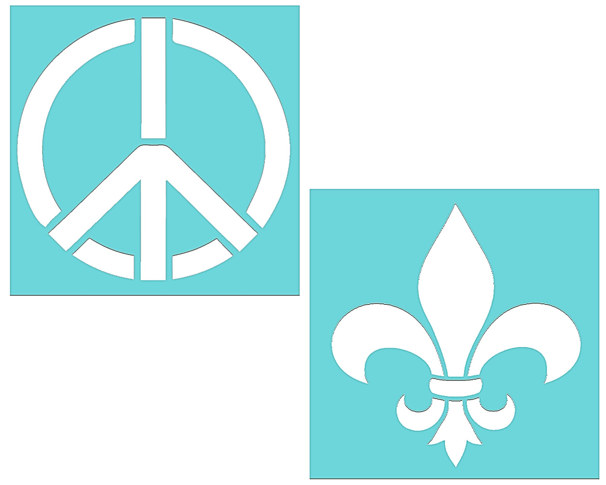 Peace Sign and Fleur de Lis Silkscreen Stencils for Painting on Wood, Canvas and More, Reusable Mesh Transfer Adhesive Paint Stencils