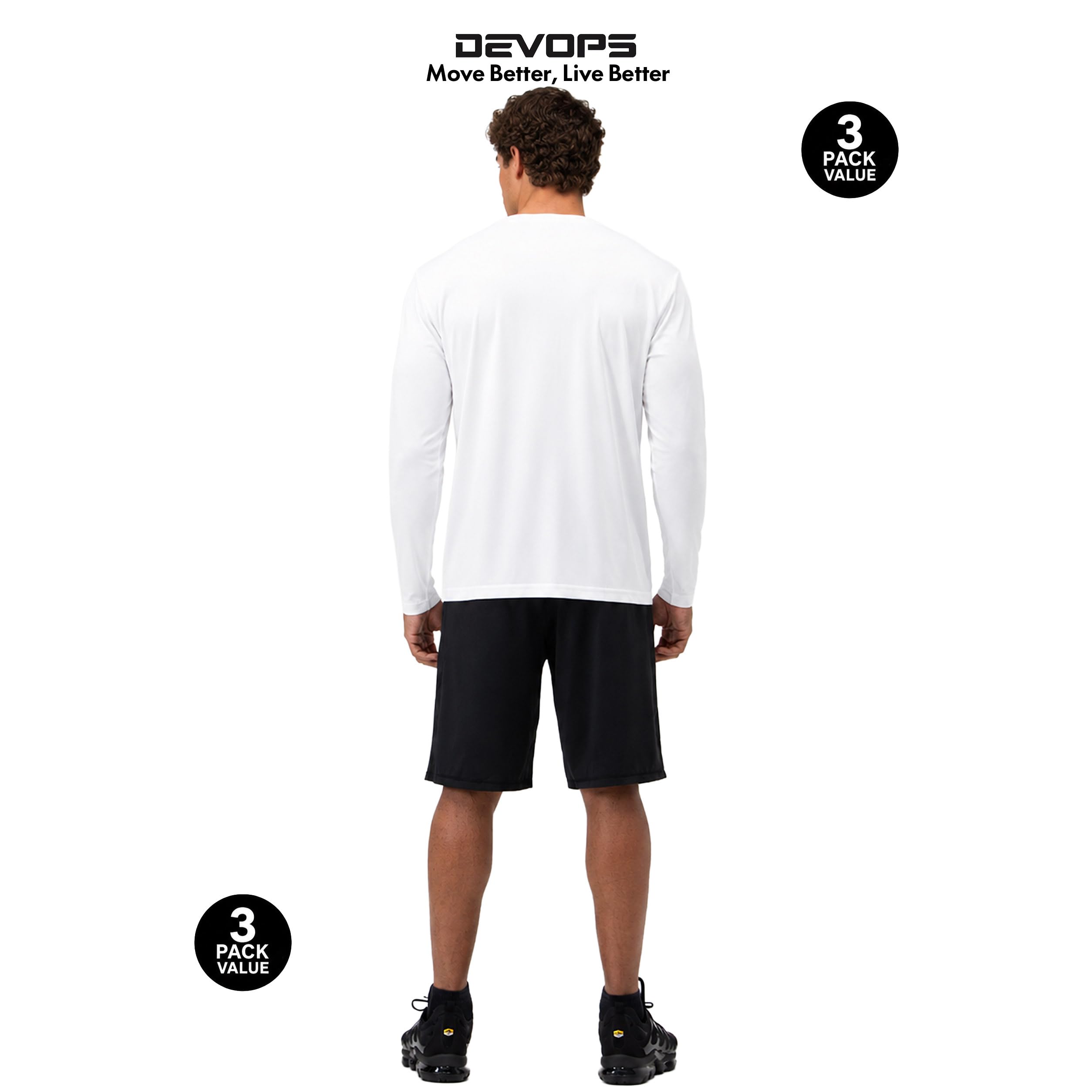 DEVOPS Paquete de 2 protección solar UPF manga larga para 50+ Dri Fit pesca senderismo correr 3 entrenamiento X-Large