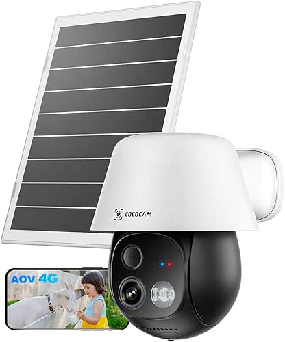COCOCAM 24/7 Grabación AOV 4G Camara Vigilancia Exterior Solar con