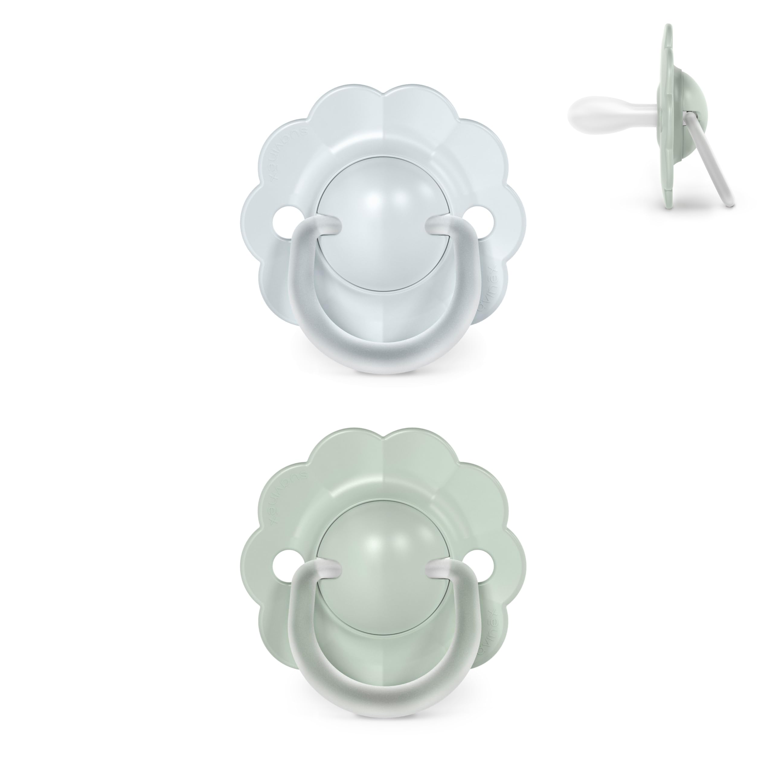 Suavinex, Pack 2 Chupetes Bebés 0/6 Meses y Recién Nacidos, con Tetina Fisiológica de Silicona SX Pro, Simétrica, Plana y Flexible, Respeta el Desarrollo Bucodental, con Anilla, Wonder Azul + Verde