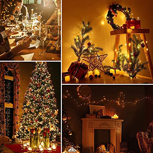 Image of Desidiya 8 Modes 100 LED Indoor Outdoor Decoration Curtain Lights with Remote and Battery Power Supply (Warm White)