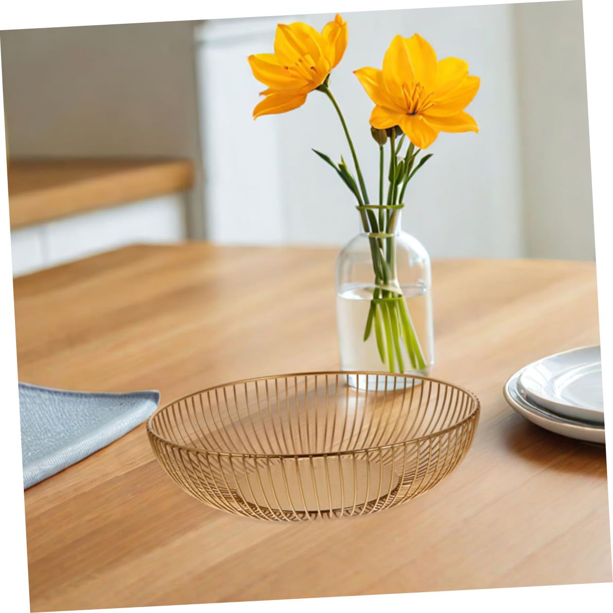 2 Szt. Częściowy Metalowych Koszyków Owoce i Przekąski Okrągłe Metalowe Kosze Druciane Warzywa Chleb i Słodycze Stylowy Organizer Blat Kuchenny Złoto Czarny Design