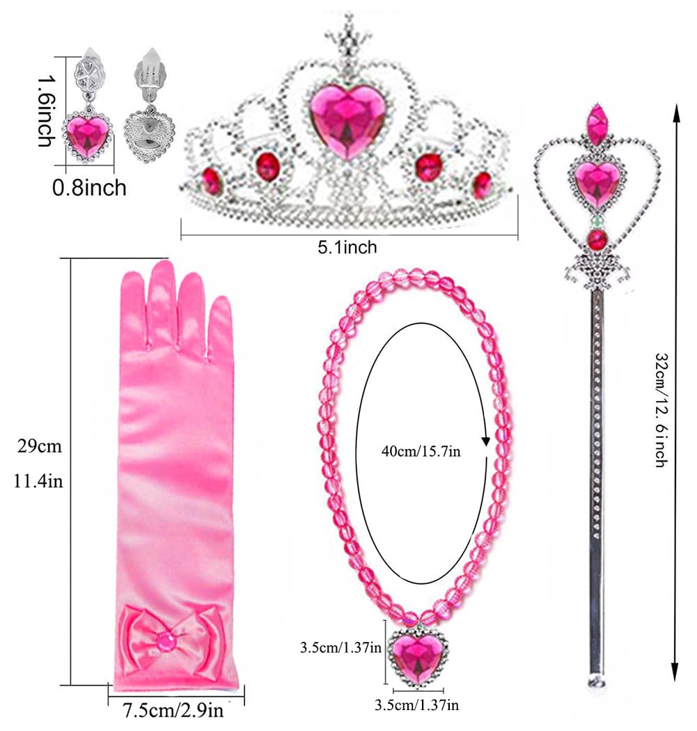 Disfraz de princesa Aurora, accesorios de disfraz para niñas, guantes de aurora, tiara, corona, collar, aretes, pulsera, anillo de princesa, Halloween, cosplay, accesorios de Navidad, juego de regalos 7