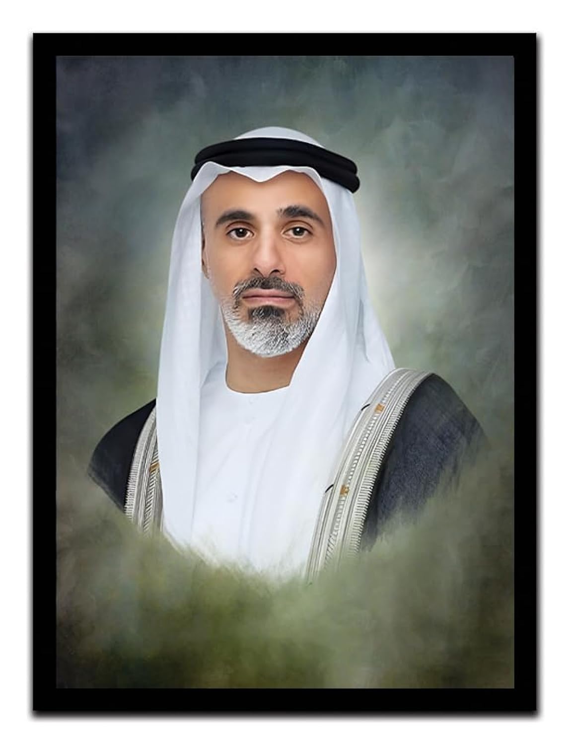 Spoil Your Wall Sheikh Khaled Bin Mohammed Bin Zayed AbuDhabi Digitally Printed Poster with BLACK Frame | Size 40x55cm