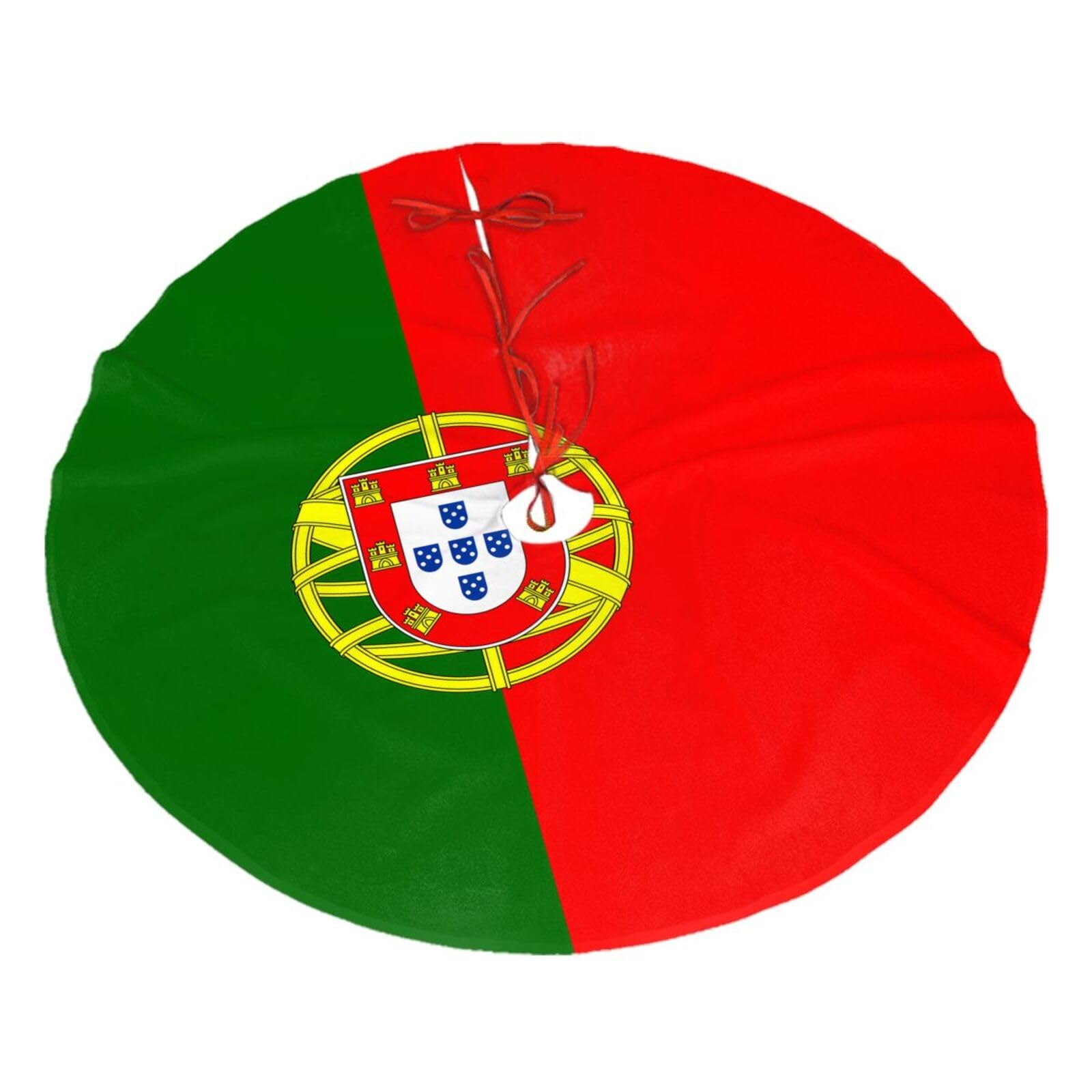 Portuguese Flag Printed Christmas Tree Skirt Christmas Plush Tree Skirt 36 inches (about91 cm) ChristmasIndoor and Outdoor