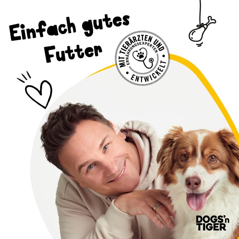 Dogs’n Tiger Adult Premium Hunde Futter, Fischers Fritz, Trockenfutter für Hunde mit 70% Fleischanteil – ohne Zucker & Getreide, Lachs und Hering mit Gemüse, 2kg