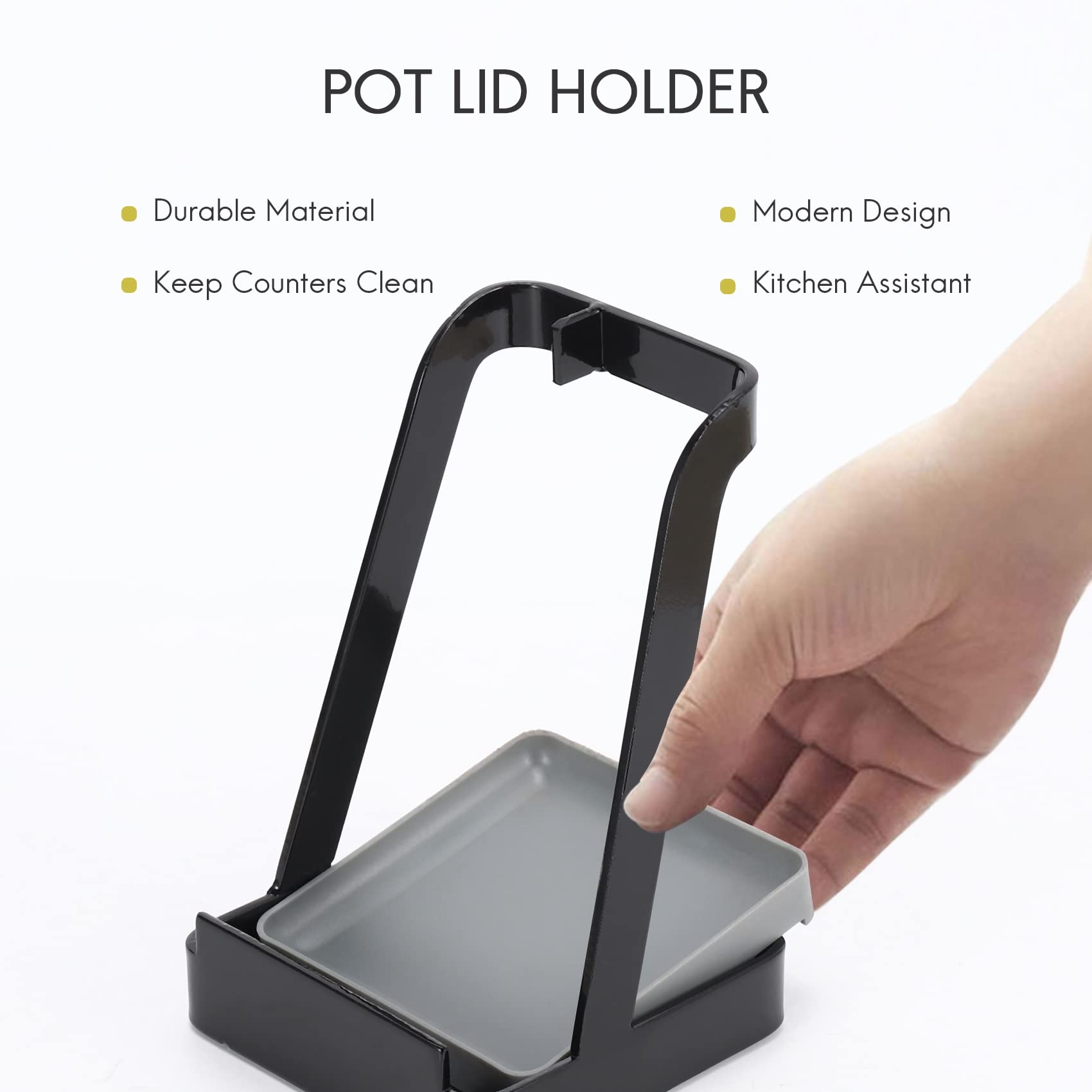 Srutueo Pot Lid Holder,Kitchen Organizer Rack,Spoon Rest Rack Holder,Stainless Steel Lid Stand,Utensils in Kitchen,Black