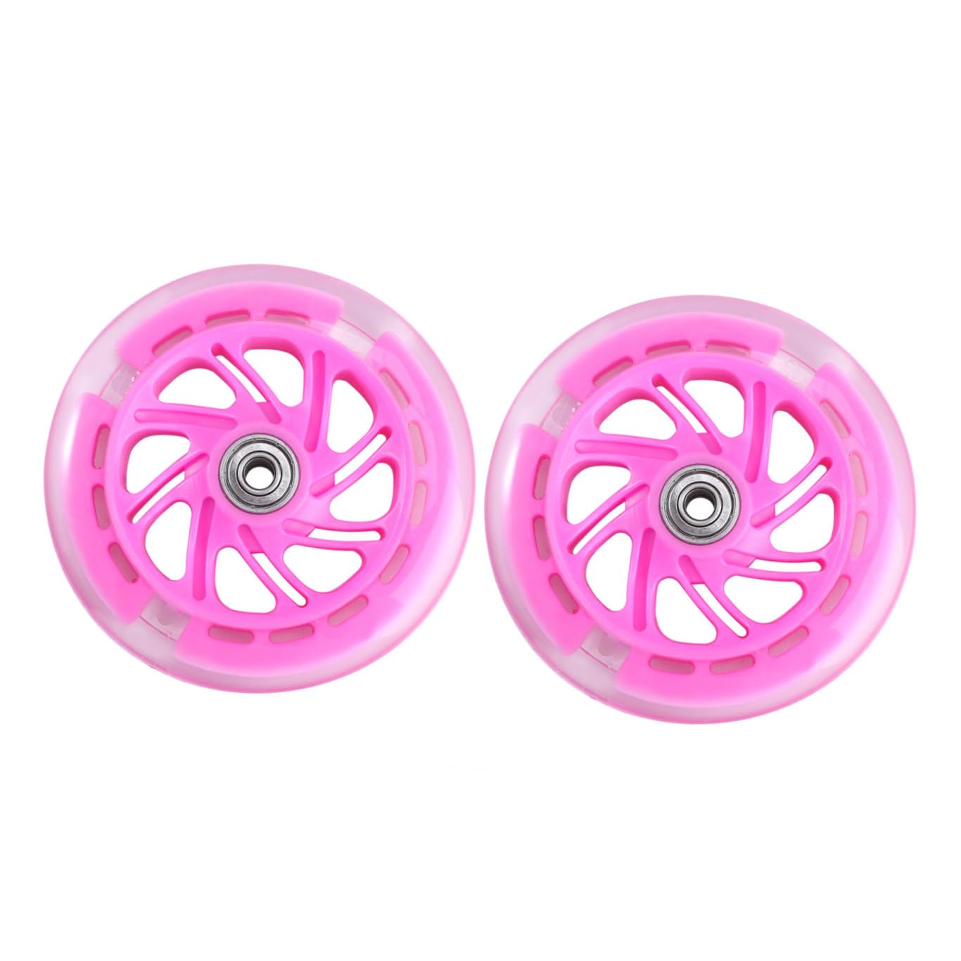 2 Ruedas de Repuesto para Patinete Luces de Pu Rosa, Alta Elasticidad y Buen Agarre, Ideales para Caminos de Concreto y Plazas