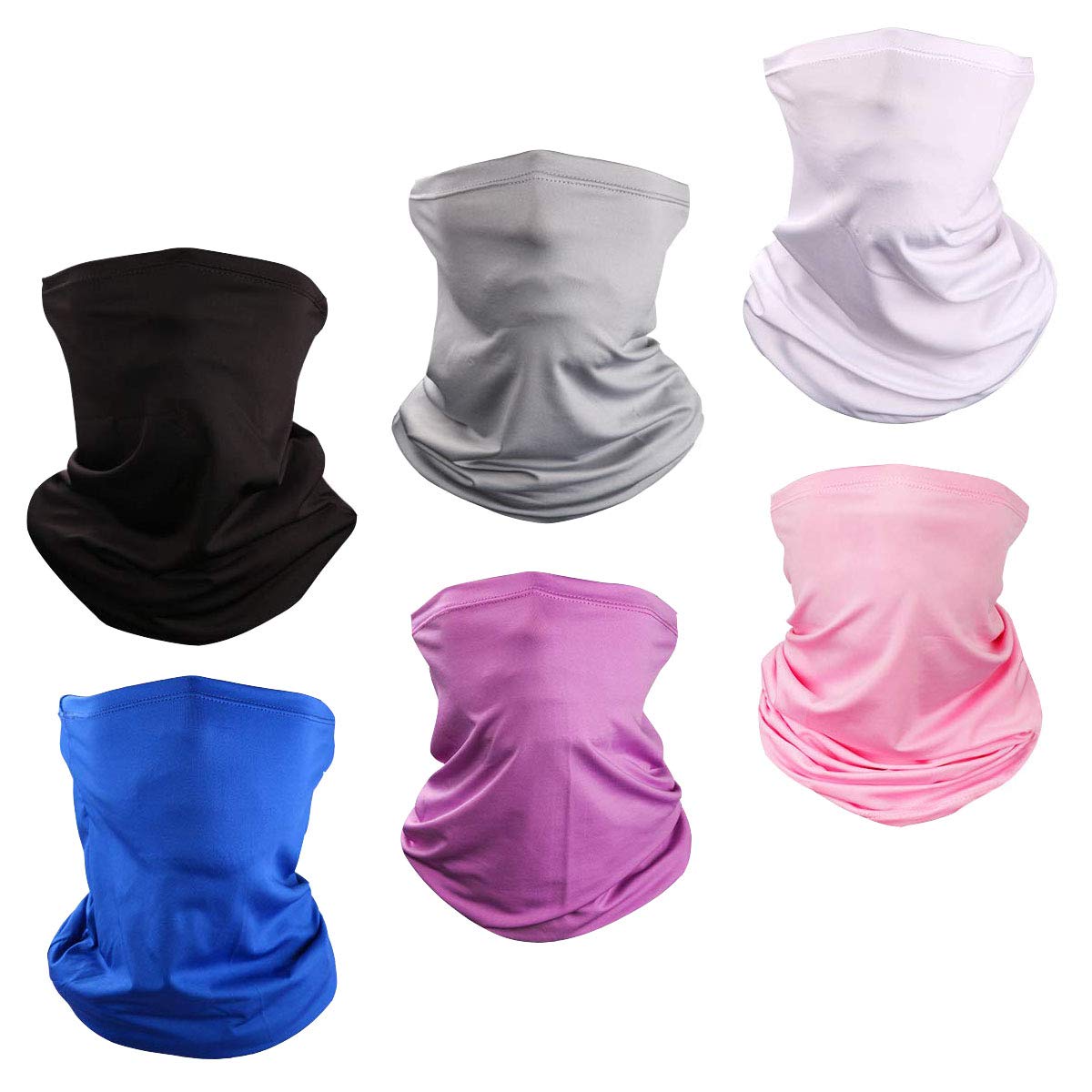 FAEX 6 Piece UV Protection Neck Gaiter Breathable Summer Face Cover Scarf Bandana
