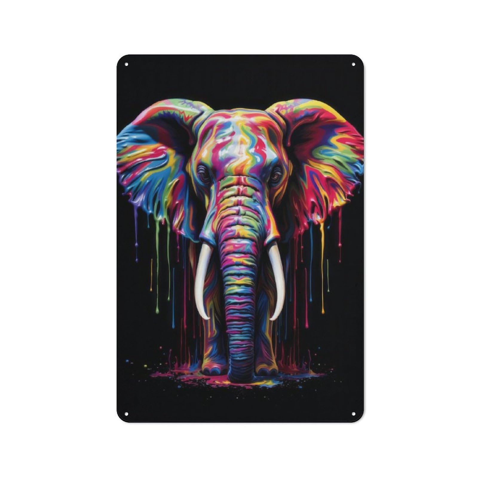 Junmoney Rainbow Elephant Vintage Tin Sign 30X20cm With For Guest Room Or Hallway, Suited To Wall Displays In Guest Rooms And Hallways