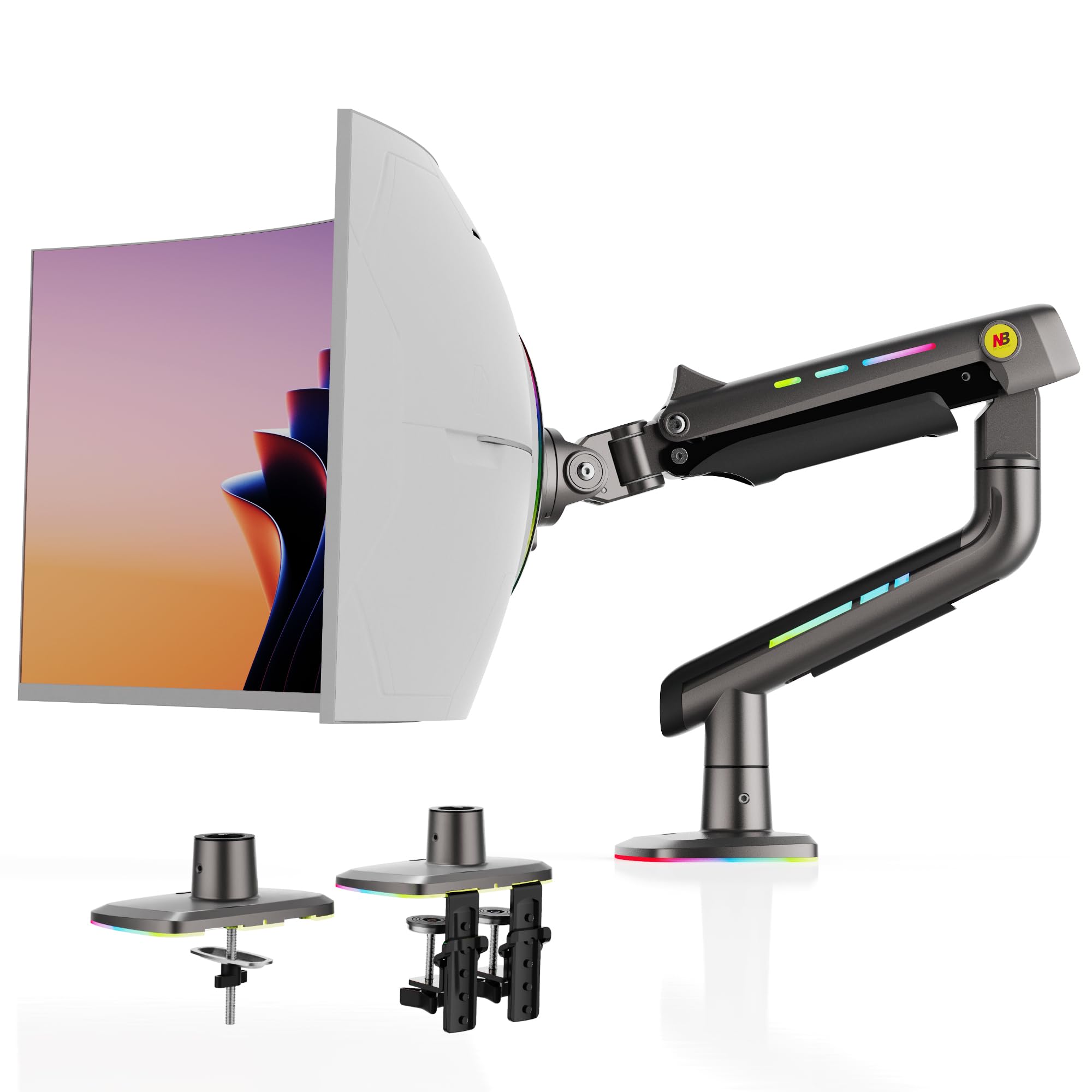 Amazon.co.jp: NB ERGONOMIC 【RGBライト付き】大型モニターアーム 大