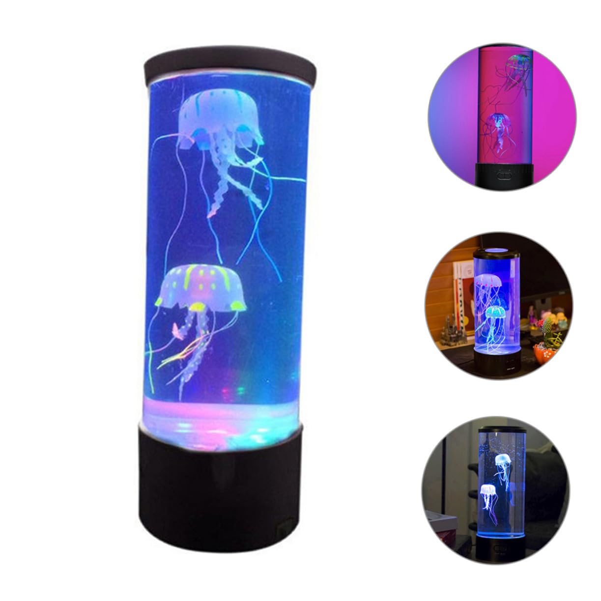 Lámpara de Noche LED de Medusa para Dormitorio Luz Azul Calmante y Cuerpo de Acrílico Cable USB para Decoración y Ambiente Relajante