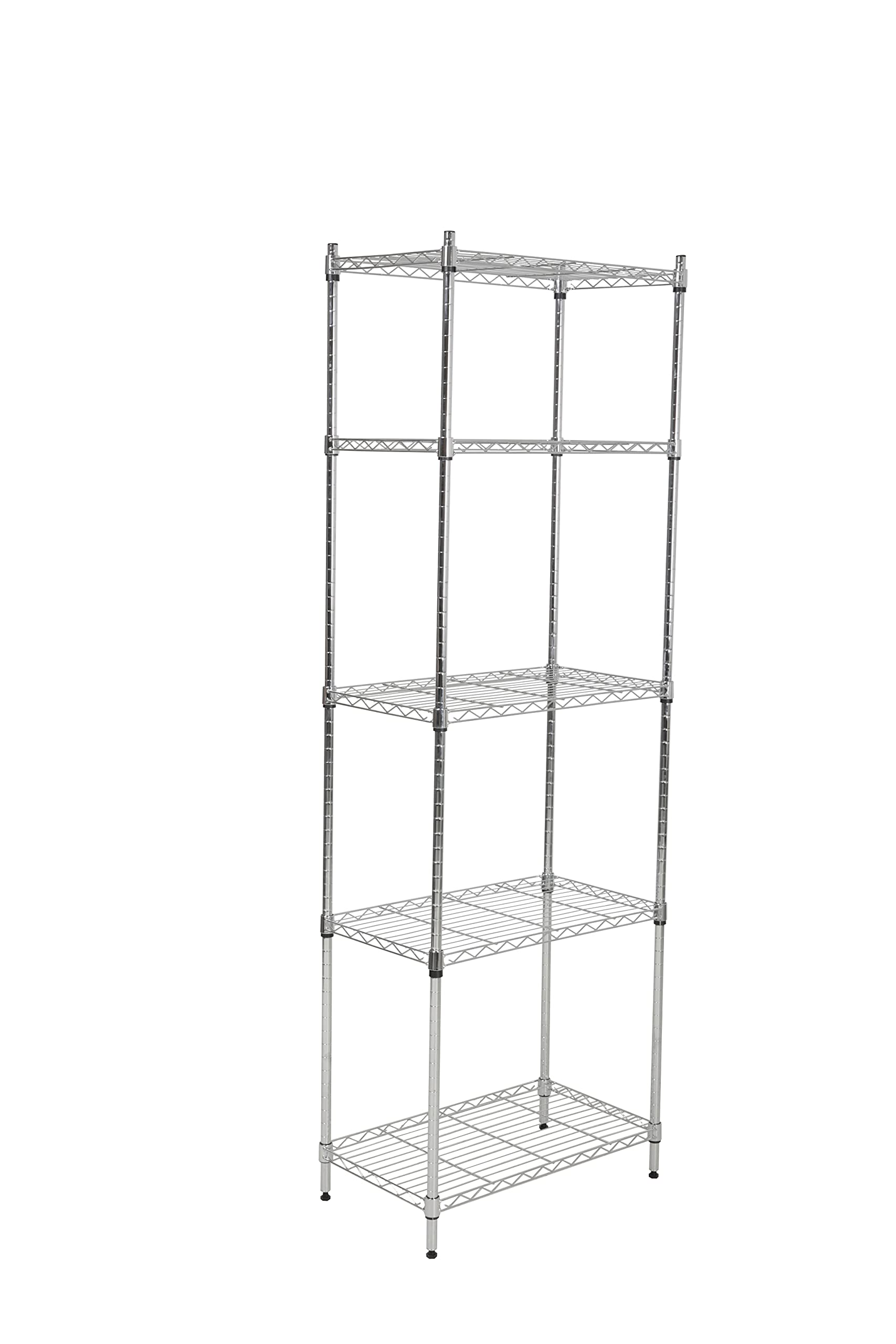 Scaffale in metallo cromato con montaggio ad incastro (L59 x P34 x H174 cm)