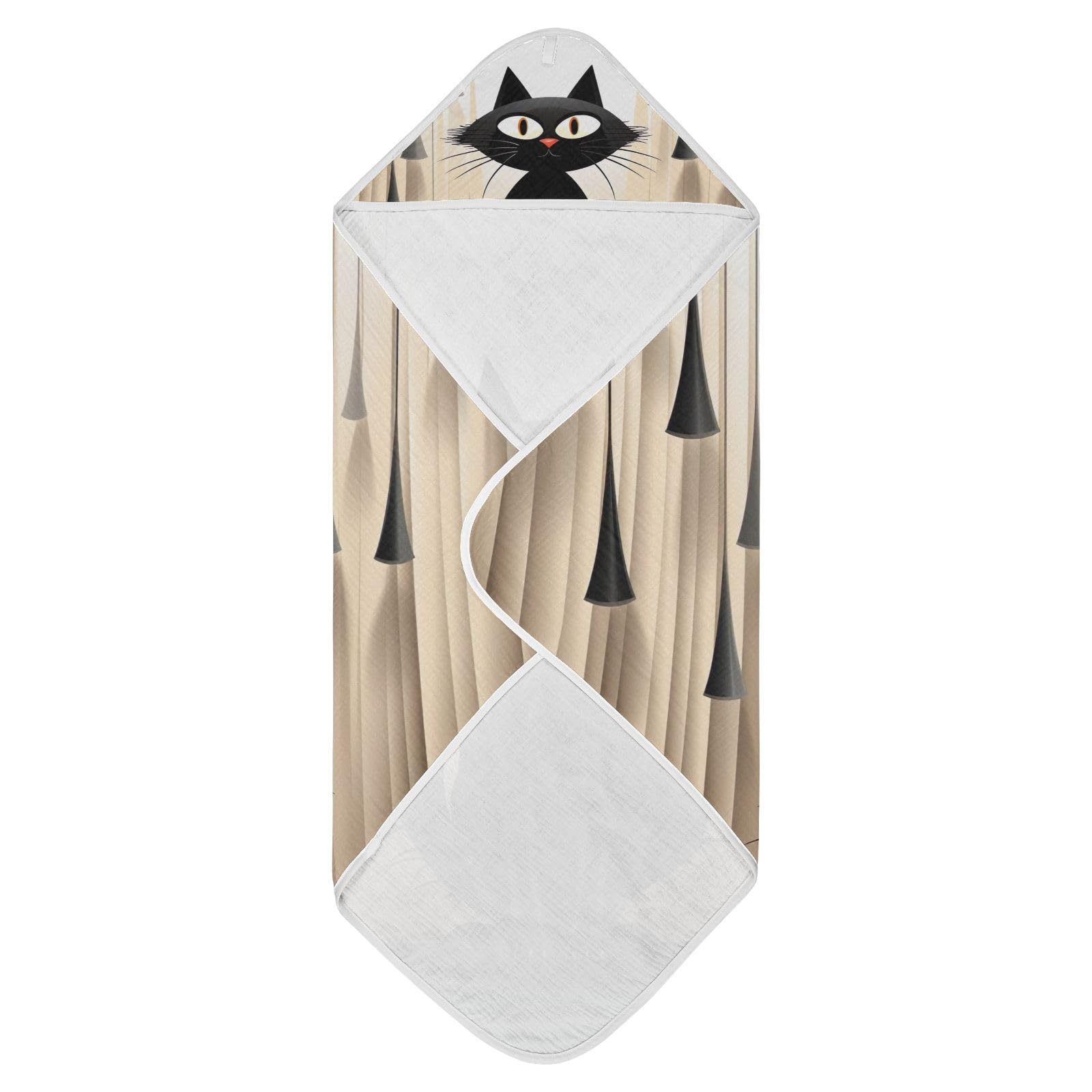 PaChyLuu Elegant Cat Baby Hooded Towel Soft Cotton Baby Towels Ultra Absorbent Bath Towel for Babies Boys Girls, 35x35 Inch