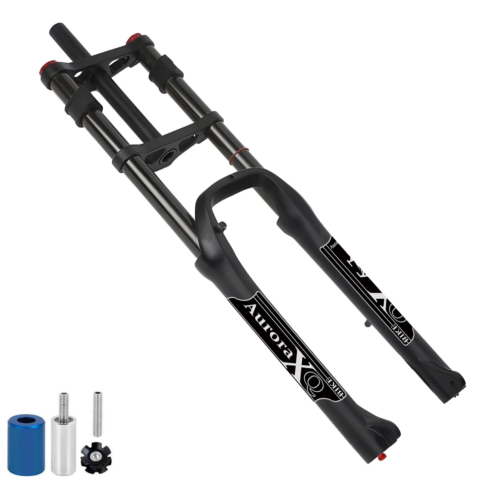 XGSUZNE AuroraXQ 26 inch 4.0 Fat Tire E-Bike Air Suspension Fork 190mm Travel, Double Crown Front Forks for Fat Snow Beach MTB E Bike(Black)