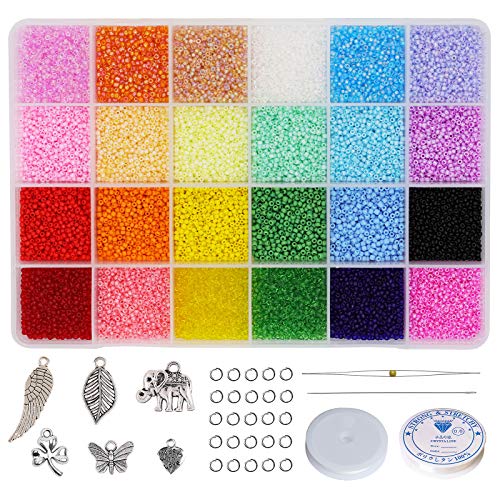 Bala&Fillic Size 2mm Glass Seed Beads About 21600pcs in Box, 12/0 Small Craft Seed Beads for...