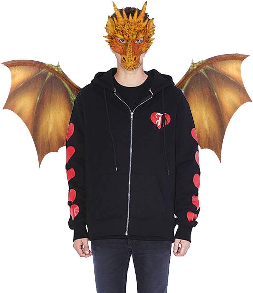 Bokeley Halloween Costume, Kids Fantasy Halloween Dinosaurio Dragon Costume Child Animal Mask Wing Tail Accessory