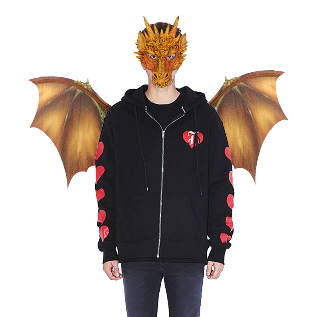 Bokeley Halloween Costume, Kids Fantasy Halloween Dinosaurio Dragon Costume Child Animal Mask Wing Tail Accessory