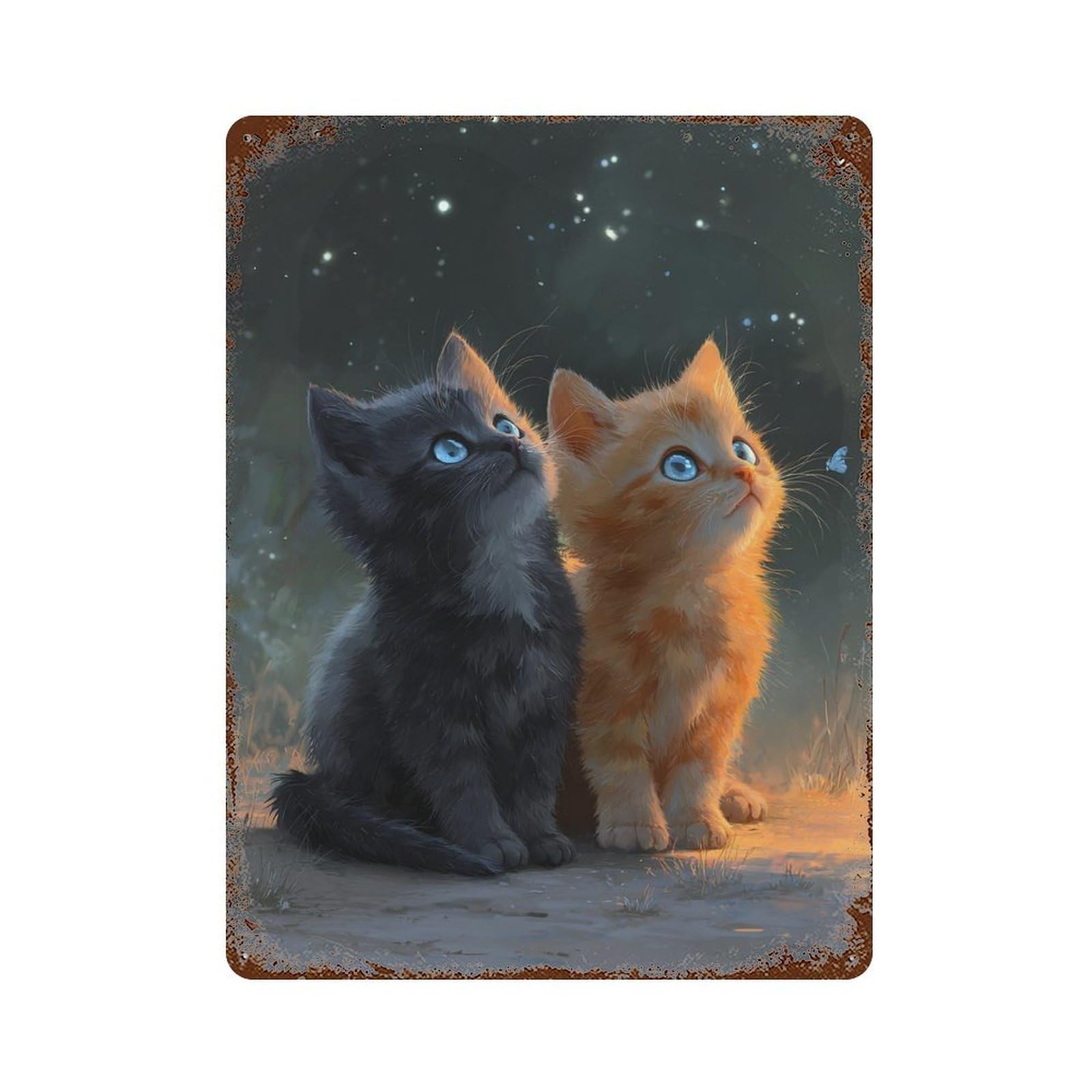 Adorable Kitten Friends Decorative Tin Sign 15.7"x11.8", Vintage Wall Decor for Garage, Pub Or Kitchen