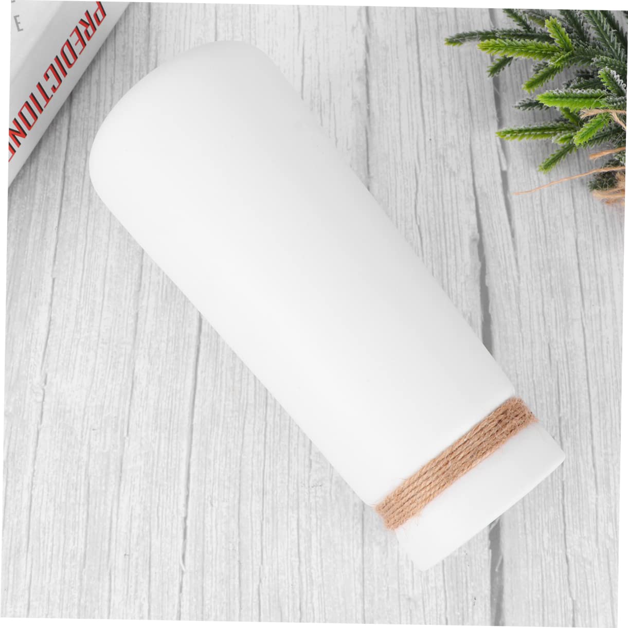 Jarrón de Cerámica Blanco Cuerda para Decoración de Escritorio | Estilo Moderno y Creativo, Pieza de Hogar sin Plantas, Acabado Sencillo