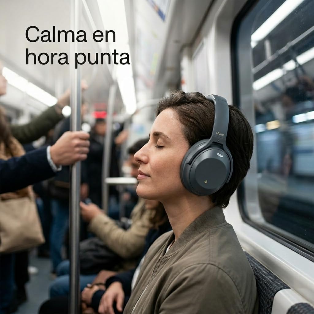 HUNE Auriculares Inalámbricos Over-Ear con ANC y Modo Ambiente, 100h Autonomía, Cancelación de Ruido Activa, Cascos Bluetooth Diadema Fauna