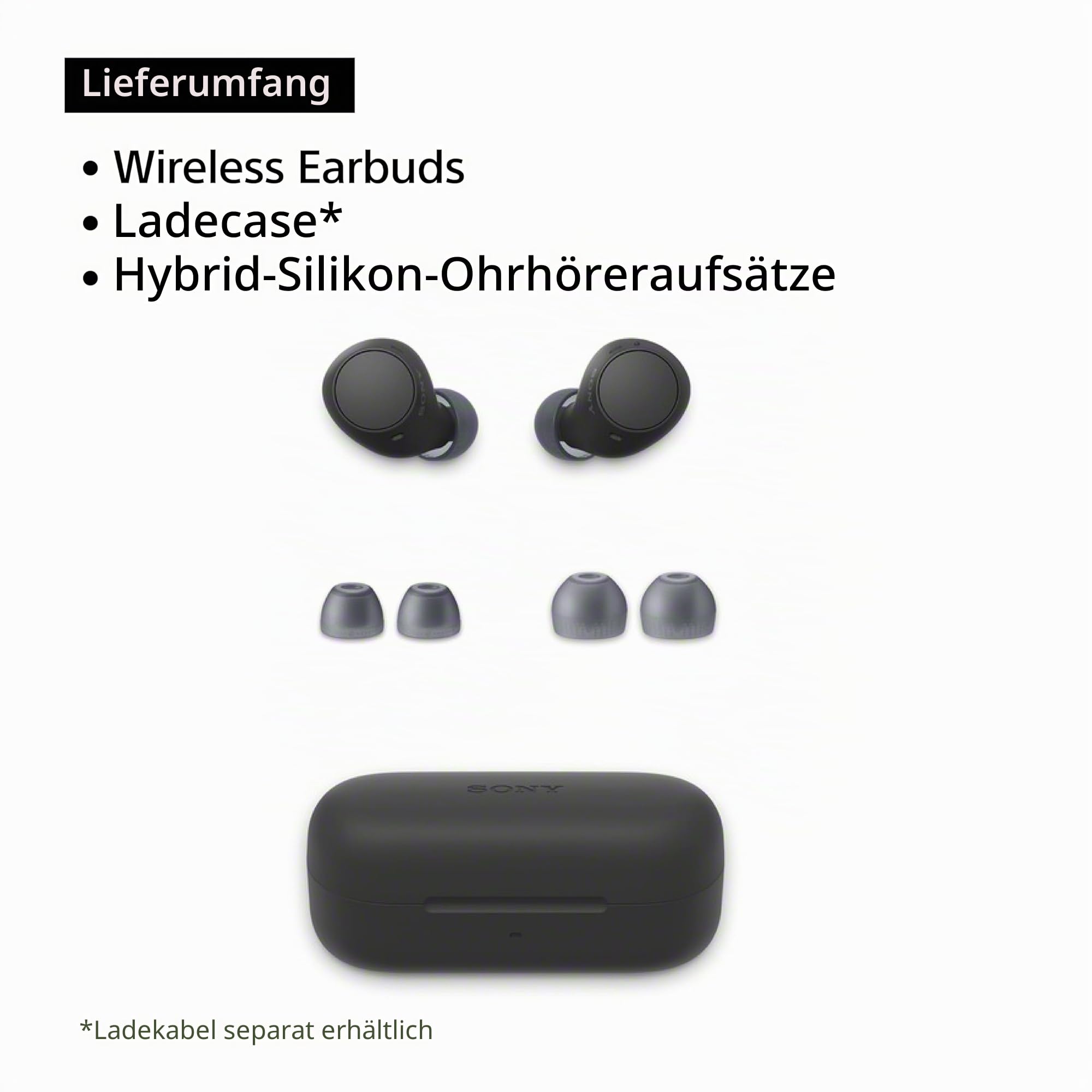 Sony WF-C510 Truly Wireless Earbuds - Kleine, leichte, Bluetooth In Ear Kopfhörer mit Multipoint-Verbindung, Umgebungs-Sound, IPX4 Bewertung, Schnellladung, iOS & Android - Schwarz (Renewed)