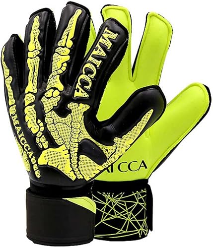 Guantes de portero de fútbol para jóvenes adultos, talla 7-10, guantes de portería de fútbol con protección de dedos, palma de látex y pulsera de