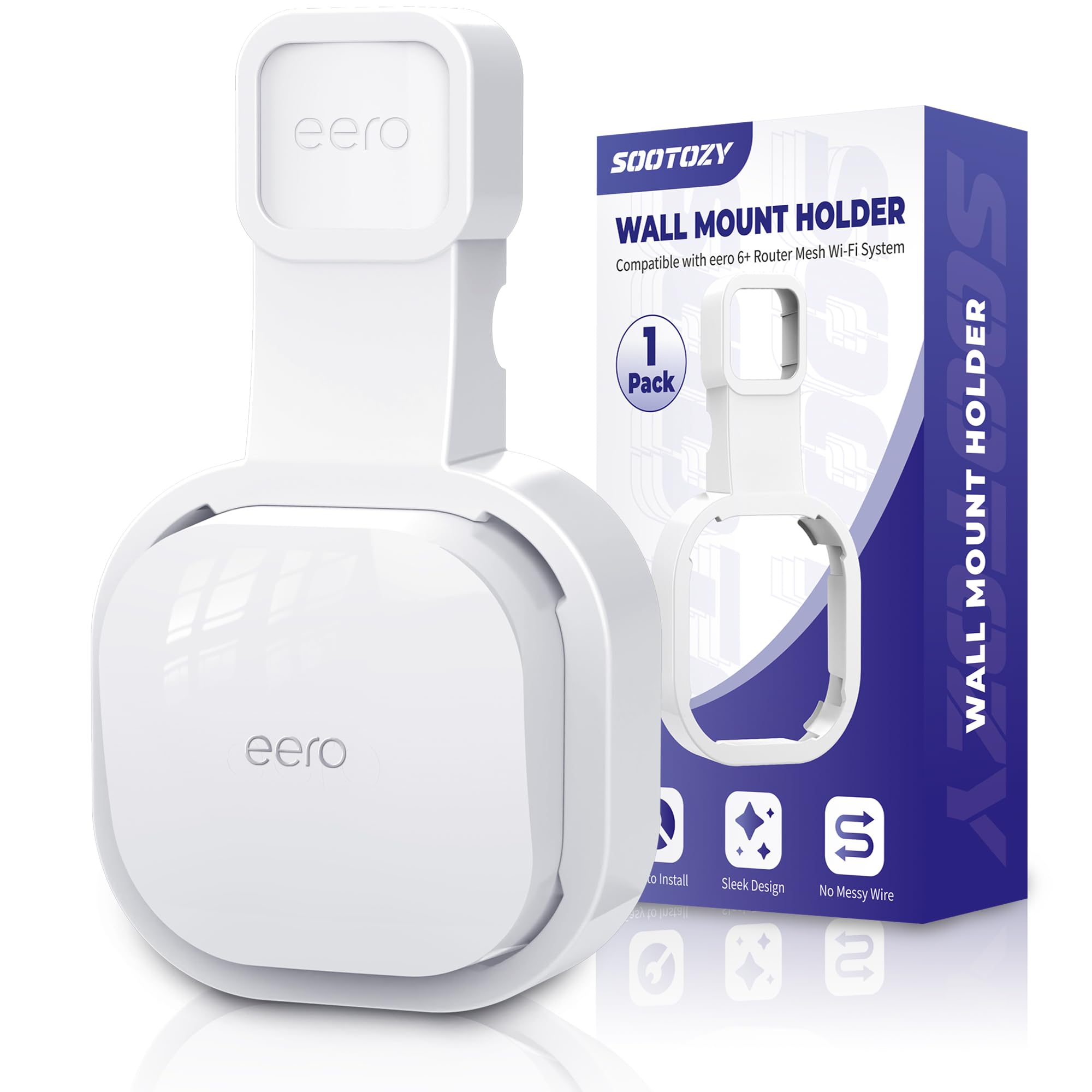 Wall Mount Holder for eero 6 and for eero 6+ Router Mesh Wi-Fi System – No Messy Wires, Space-Saving Outlet Wall Mount Holder for eero 6 Plus Extender, Stand Bracket for eero 6+ (White-1pcs)-image-42