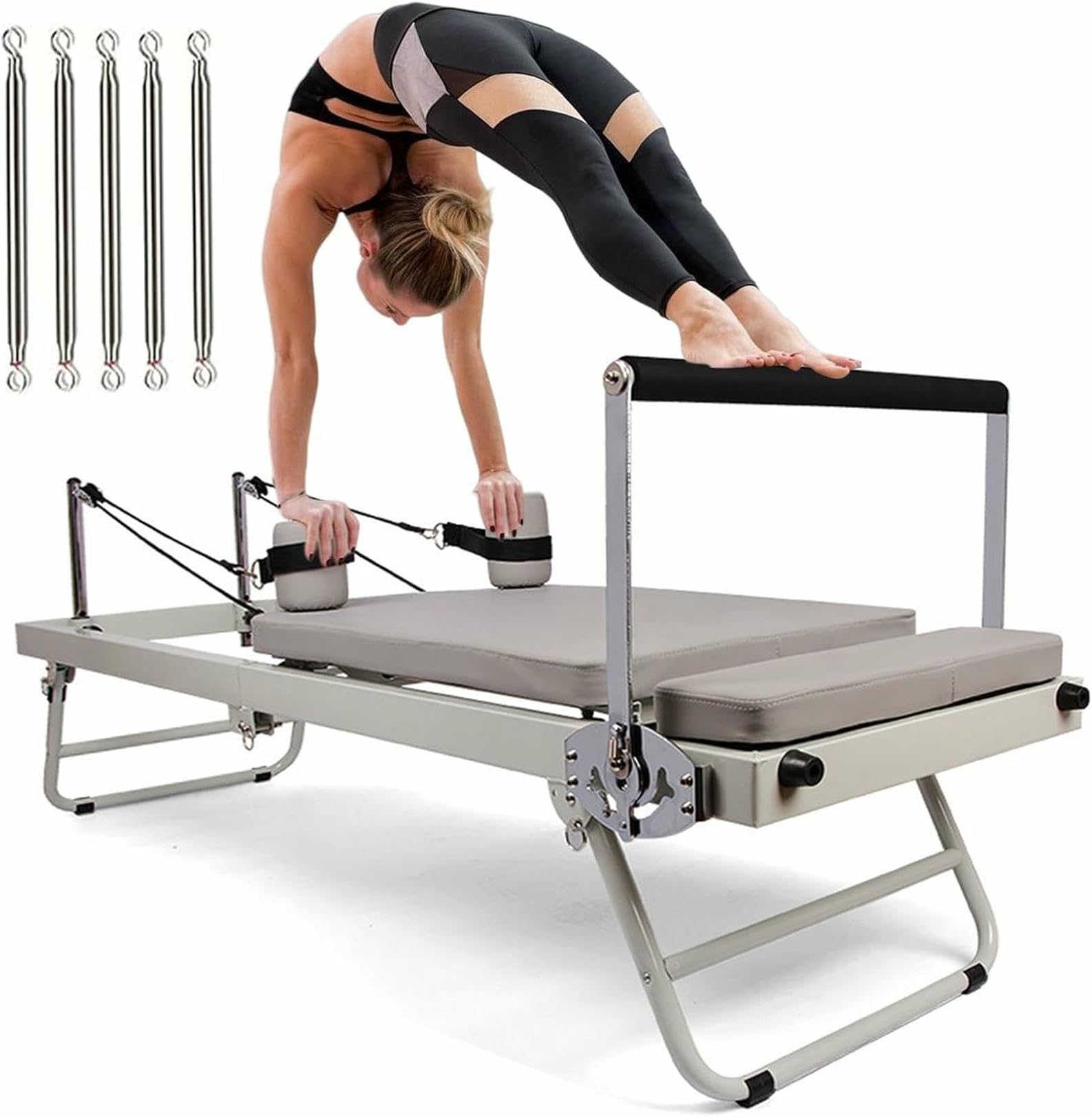 Faltbare Reformer-Pilates-Maschine, Tragbare Reformer-Pilates-Heimfitnessgeräte, Aluminiumlegierung