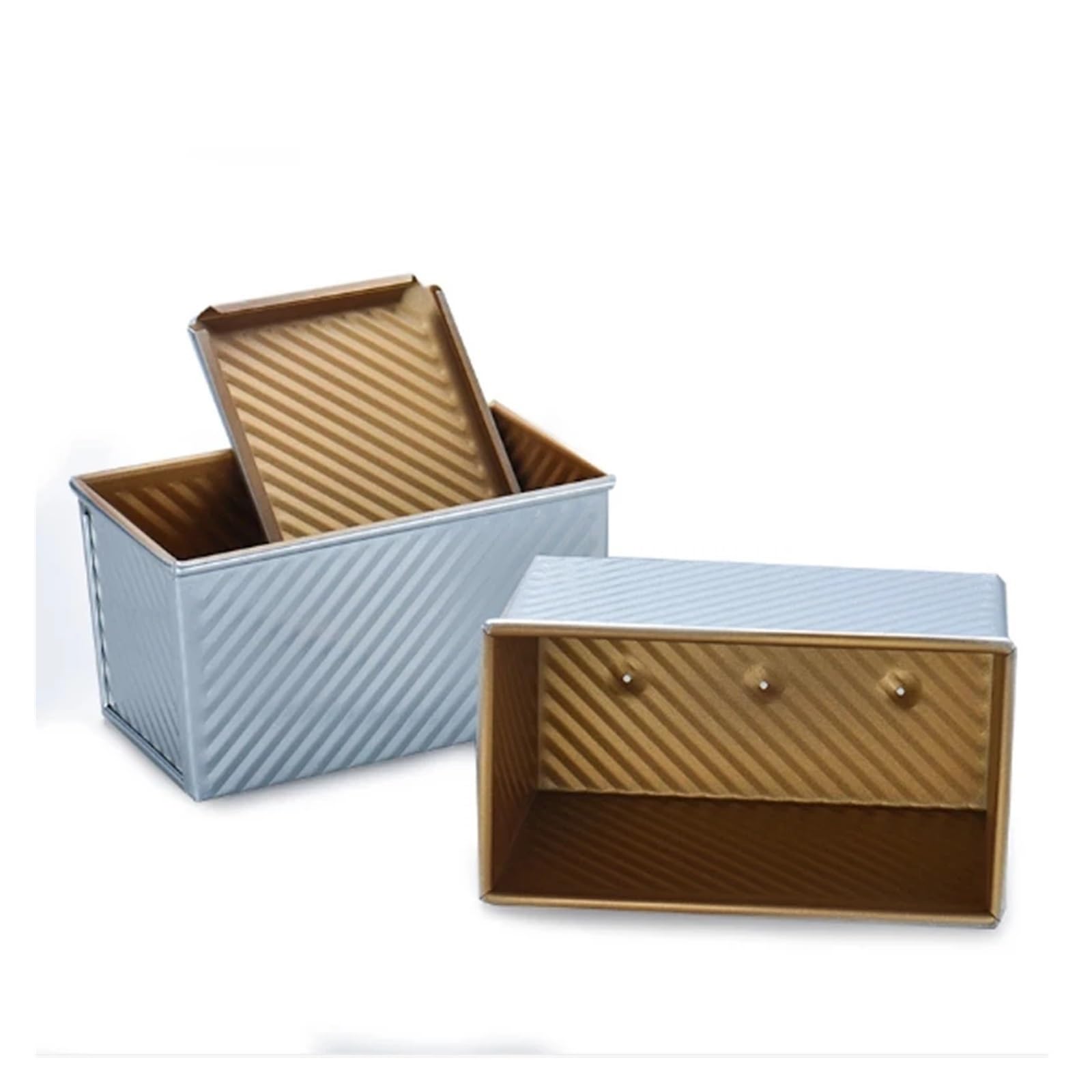 Bandeja de Horno Cajas for Tostadas de aleación de Aluminio, Herramienta for Hornear con Tapa, 450g/750g/900g/1000g, Revestimiento Antiadherente, ondulación Dorada(450g)