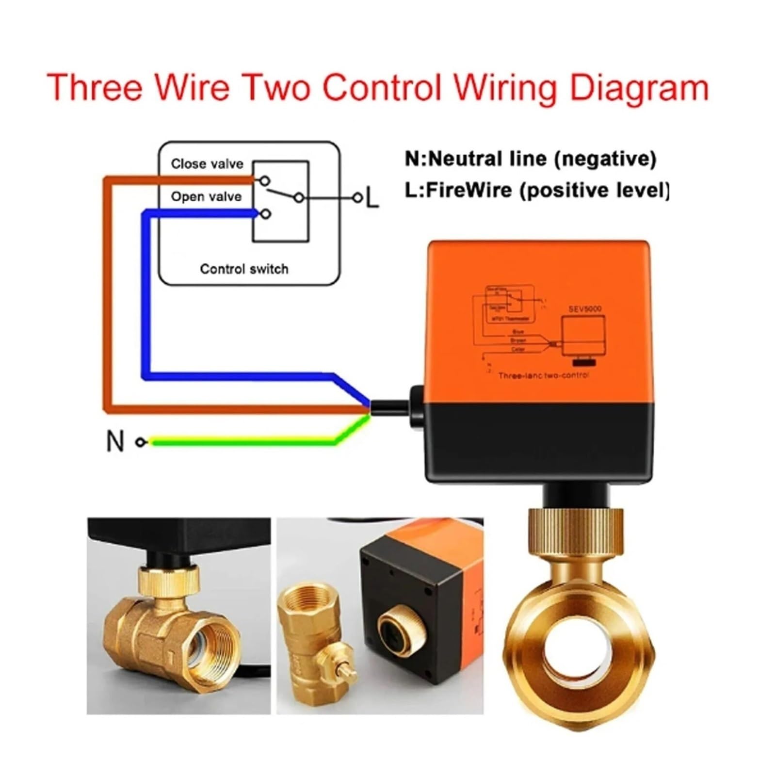 Zawór kulowy, DN15/20/25 DC12V AC220 Mosiężny Elektryczny Zawór Kulowy Trójprzewodowy Dwa Sterowanie 2-drożny 3-drogowy Elektromagnetyczny Z Siłownikiem(DN15,12V_2 WAYS)