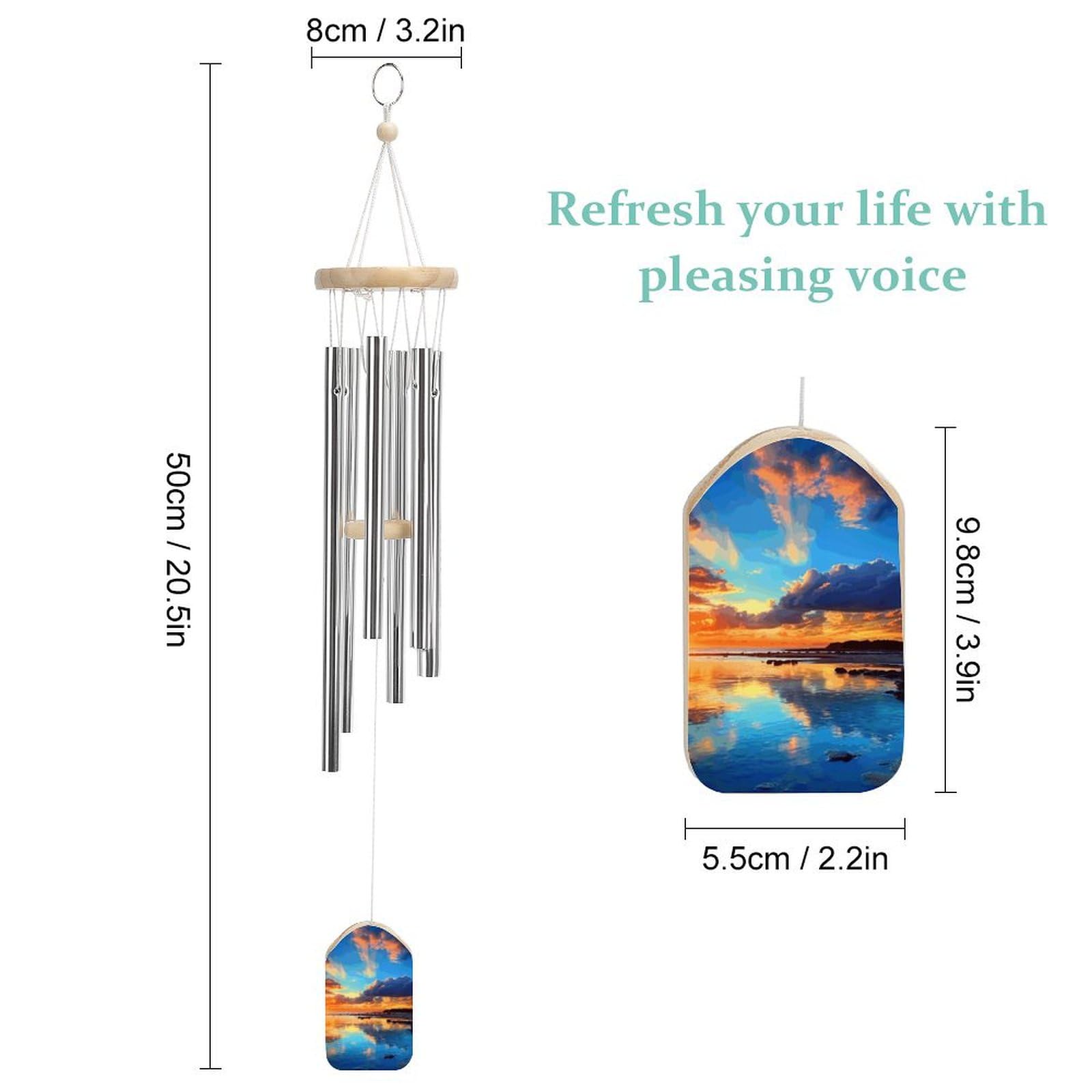 Outdoor Wind Chimes, Sunset Blue Printed Wind Chimes,Simple Wind Chimes,Curtain Wind Chimes for Home Decoration